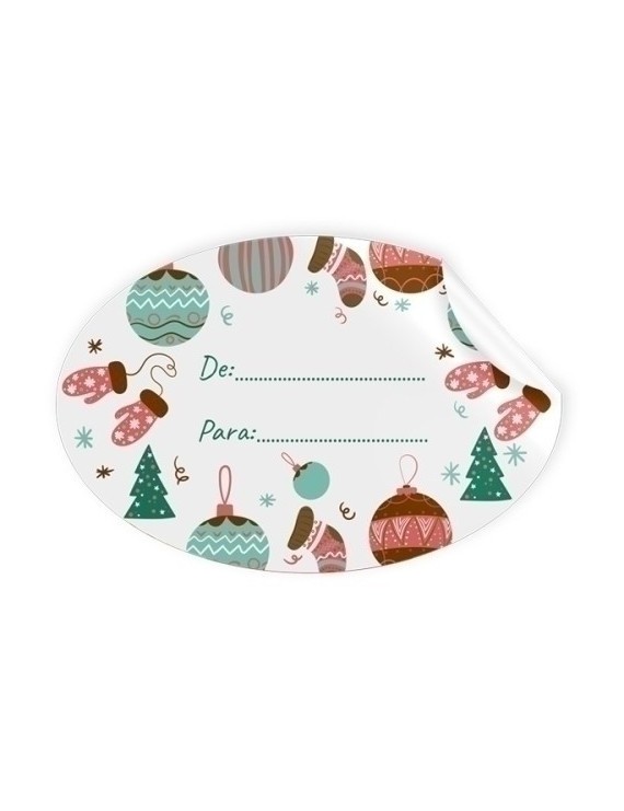 Etiquetas regalo r.250 oval. navidad bolas