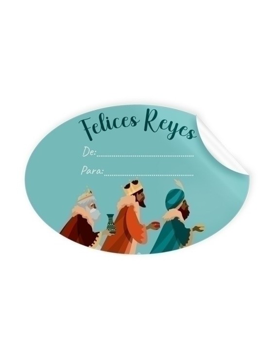Etiquetas regalo r.250 oval. felices reyes