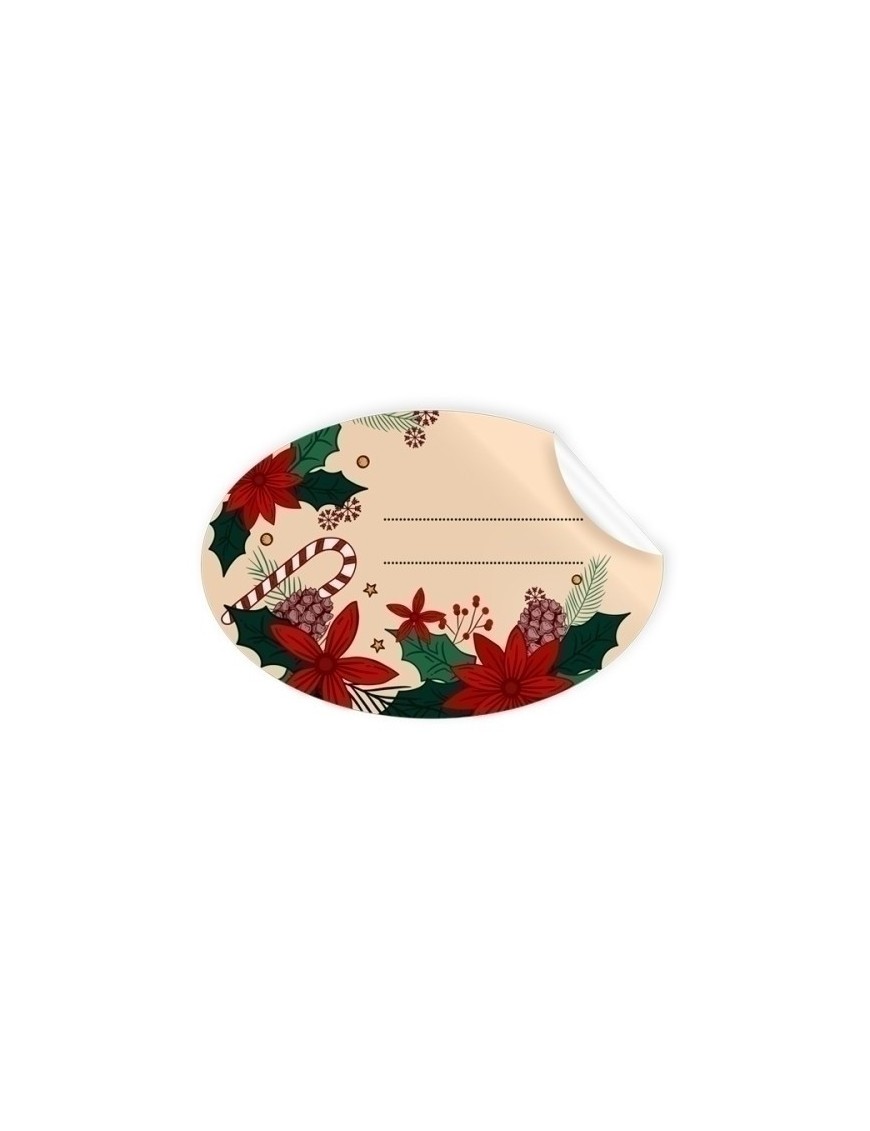 Etiquetas regalo r.250 oval. navidad pascueros