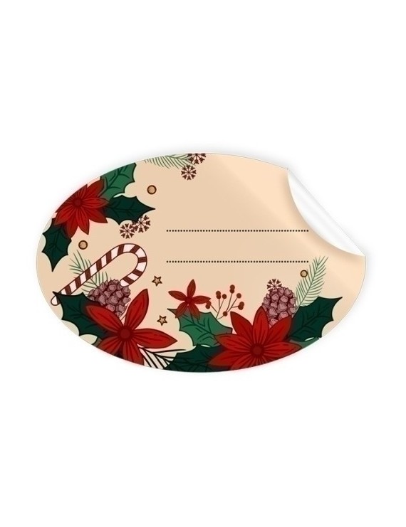 Etiquetas regalo r.250 oval. navidad pascueros