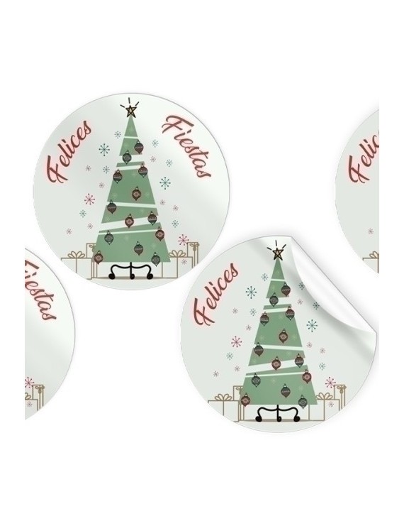 Etiquetas regalo r.250 redon. felices fiestas