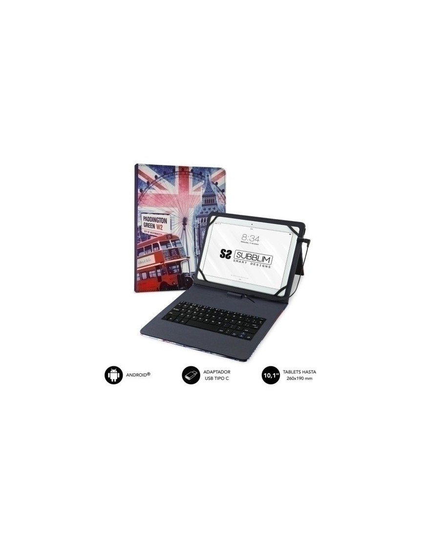 Funda tablet subblim usb 10,1" england