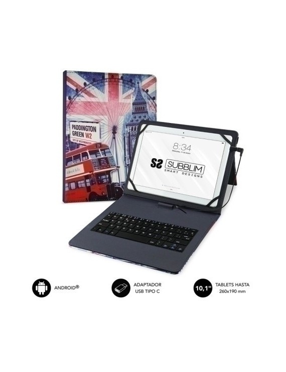 Funda tablet subblim usb 10,1" england