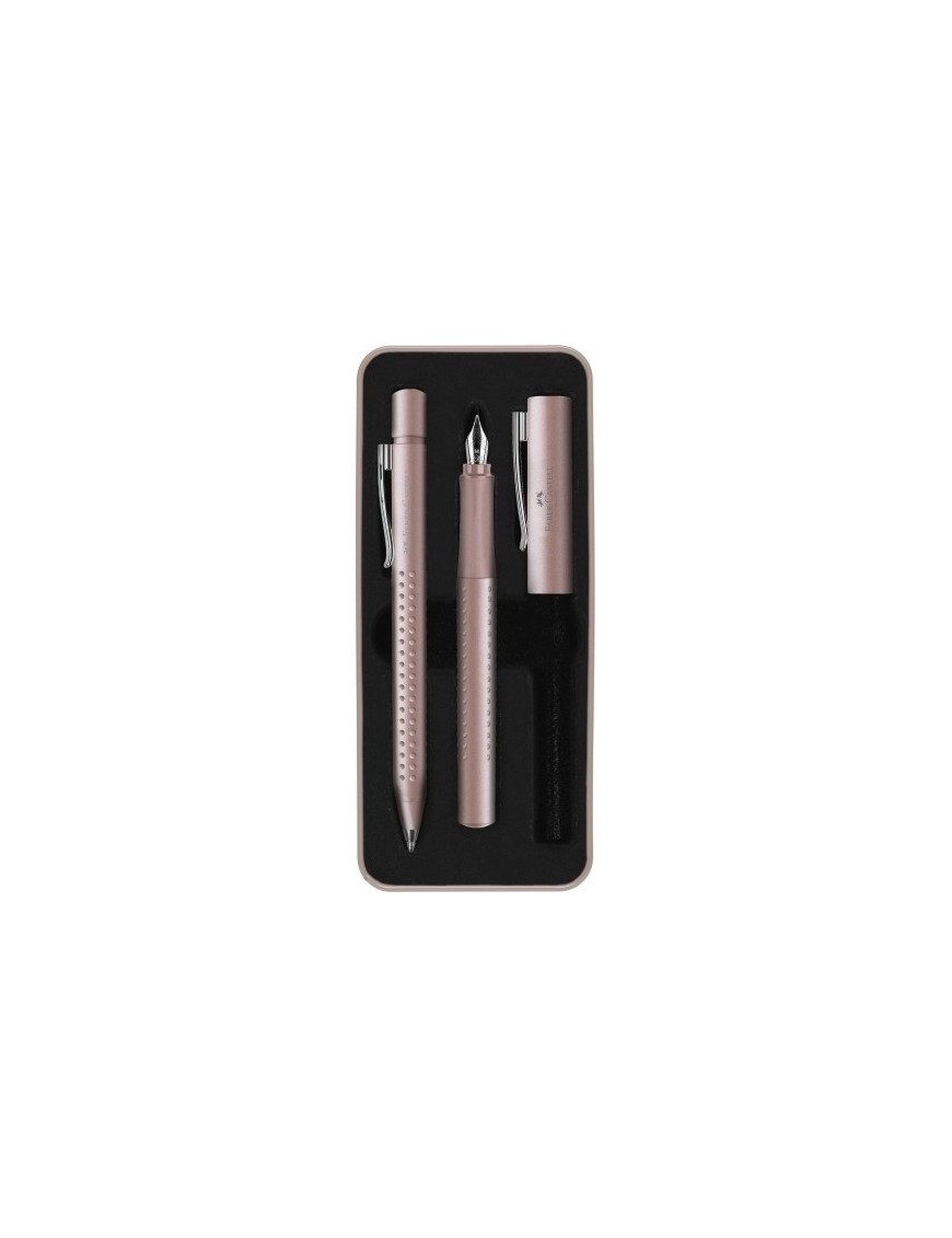 Juego boligrafo+pluma faber grip 2011 rose