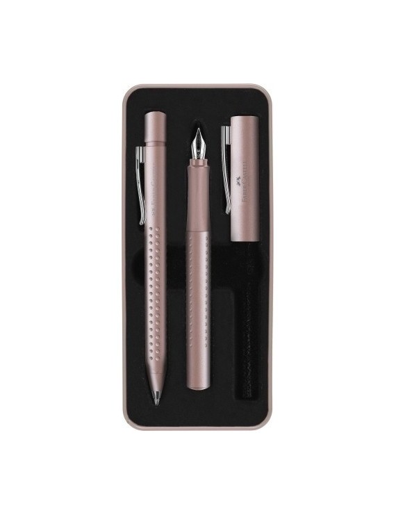 Juego boligrafo+pluma faber grip 2011 rose