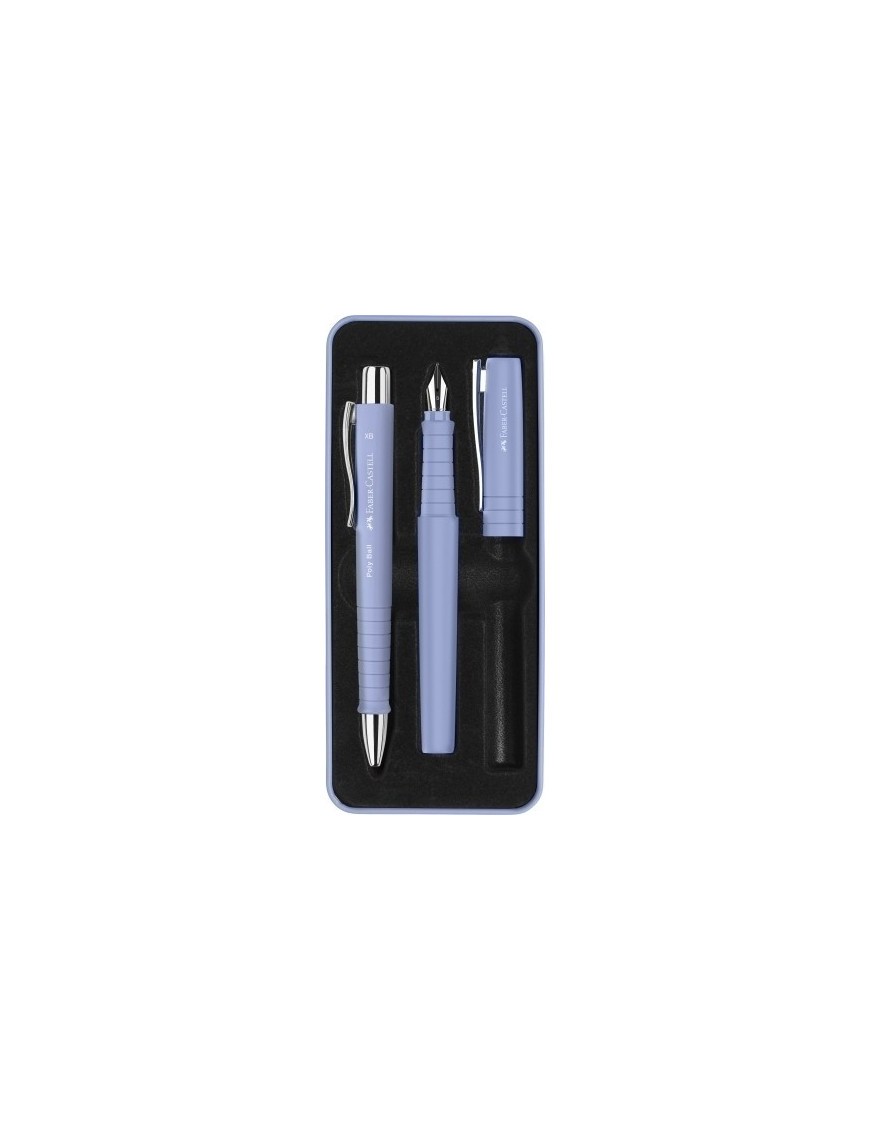 Juego boligrafo+pluma faber poly pen iris
