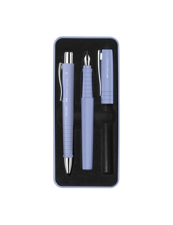 Juego boligrafo+pluma faber poly pen iris