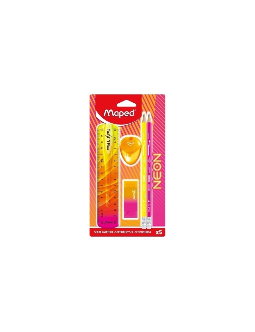 Kit maped neon escolar 5 piezas