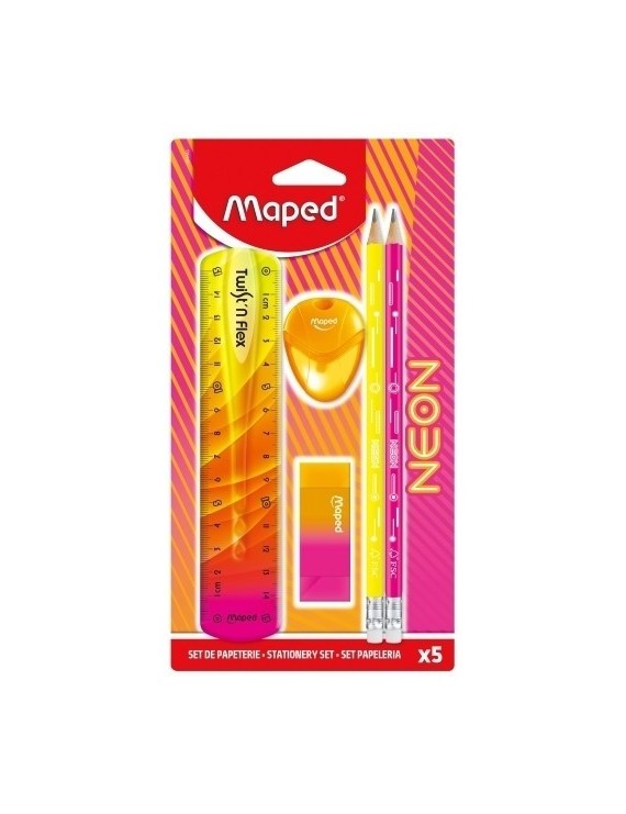 Kit maped neon escolar 5 piezas