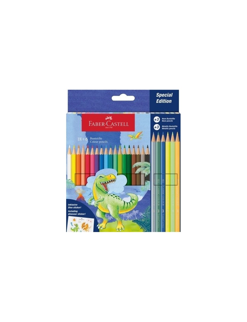 Lapices color faber dinosaurios e/18+6