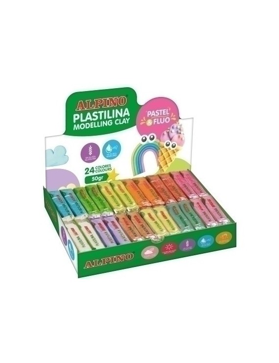 Plastilina alp. pastel/fluor c.24 surt.