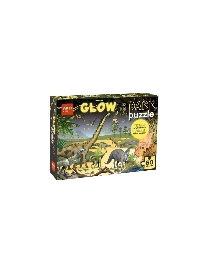 Puzzle apli glow in the dark dinos. 60pz