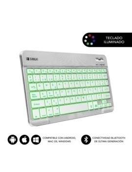 Teclado tablet subblim backlit bt plata