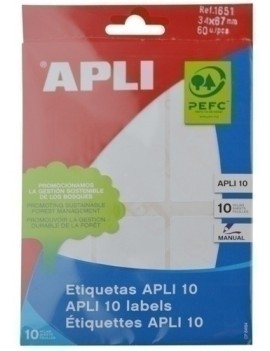 ETIQUETAS BOLSA APLI 01651...